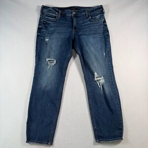 Silver Jeans Womens 18 Blue Boyfriend Straight Mid Rise Medium Wash Stretch